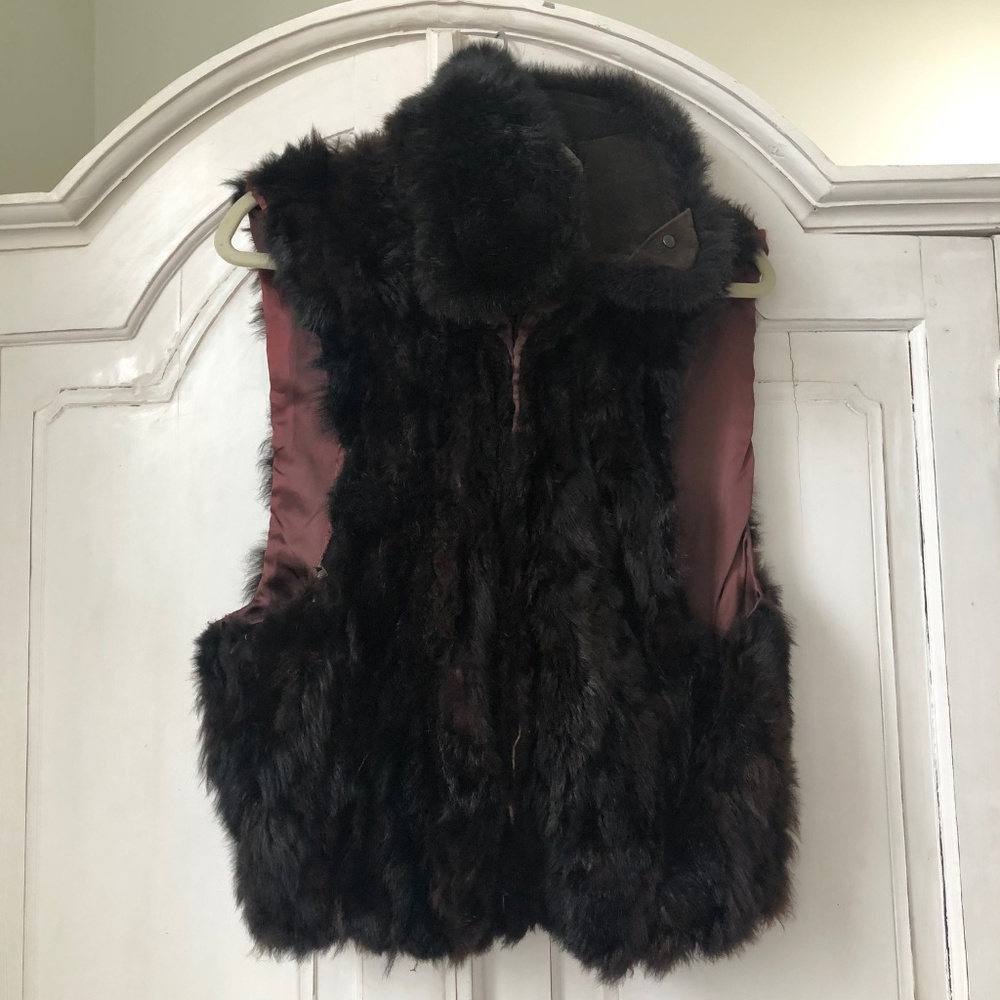 Andrew Marc fur vest with suede collar